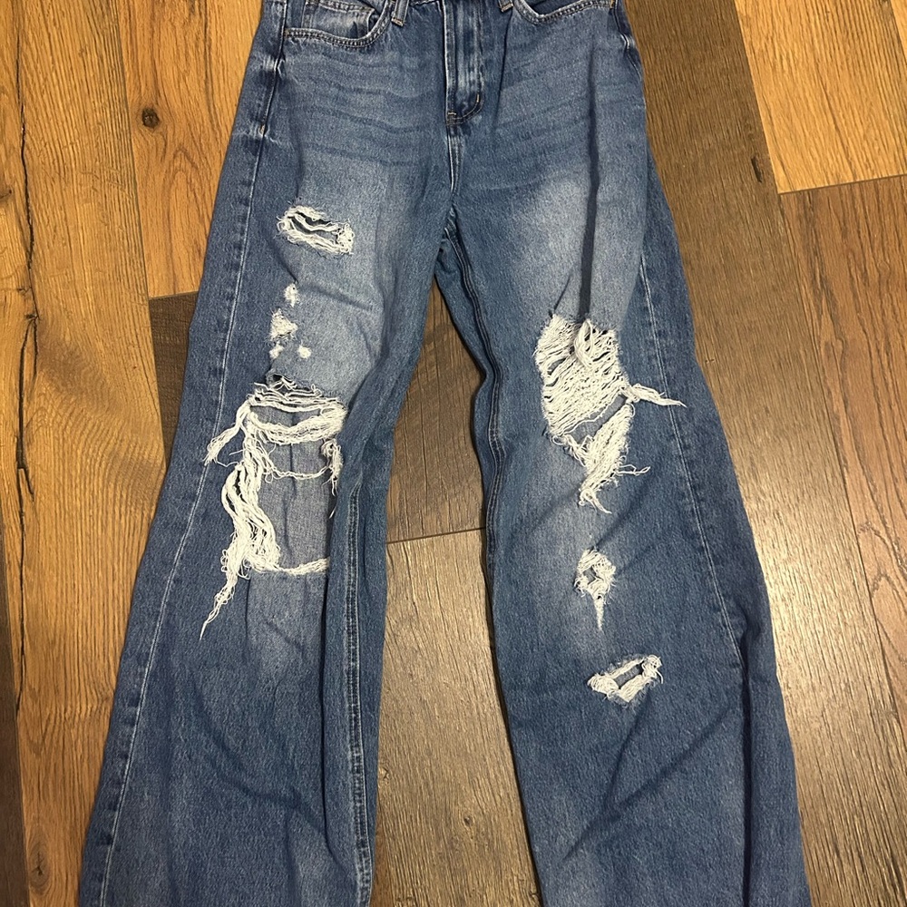 Distressed Blue Jeans
